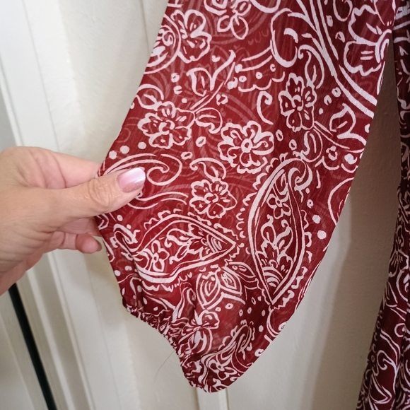 Calvin Klein Collection Maroon and White Paisley High Low Dress - Picture 5 of 8
